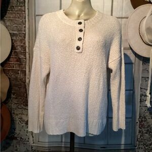 American Eagle Outfitters Chunky Cream Buttoned Knit Jegging Sweater Sz Large